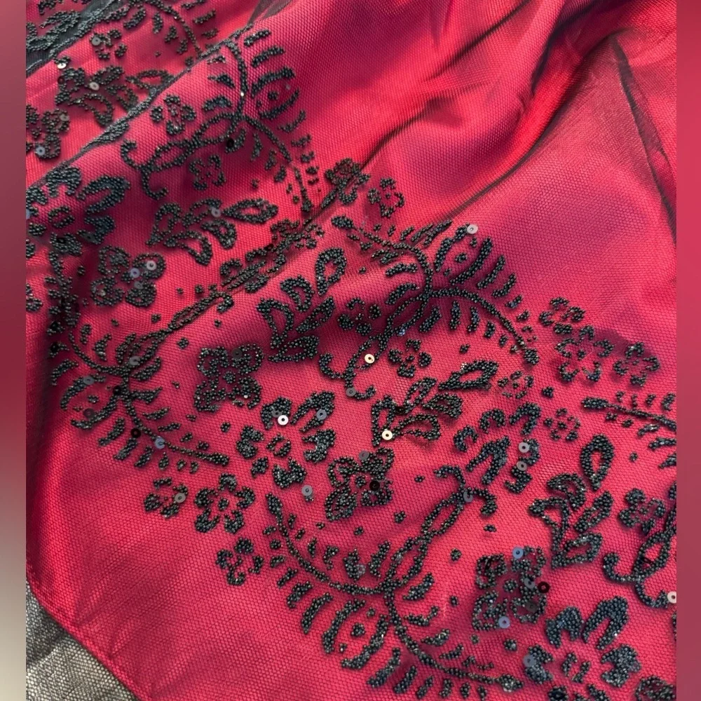 Vintage Morgan & Co formal cocktail dress. Sateen with lace overlay. Size 7/8 - Picture 3 of 8